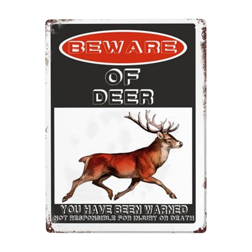 Warnschild "Beware Of Deer", 30,5 x 43,7 cm, rostfrei, Warnschilder, vorgebohrte Löcher für einfache Montage im Freien, für Zauntür oder Tor Warnschild "Beware Of Deer", 30,5 x 43,7 cm, rostfrei, Warnschilder, vorgebohrte Löcher für einfache Montage im Freien, für Zauntür oder Tor von YTOMEAT