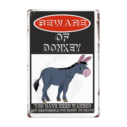Warnschild "Beware Of Donkey", 30,5 x 20,3 cm, rostfrei, Warnschilder mit Aufschrift "Beware Of Donkey", vorgebohrte Löcher für einfache Montage im Freien, für Zauntür oder Tor Warnschild "Beware Of Donkey", 30,5 x 20,3 cm, rostfrei, Warnschilder mit Aufschrift "Beware Of Donkey", vorgebohrte Löcher für einfache Montage im Freien, für Zauntür oder Tor von YTOMEAT