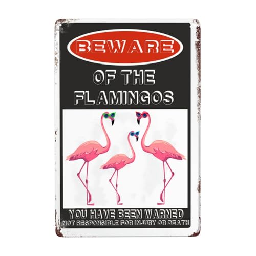 Warnschild "Beware Of The Flamingos", 30,5 x 20,3 cm, rostfrei, Warnschilder mit Aufschrift "Beware Of The Flamingos", vorgebohrte Löcher für einfache Montage im Freien, für Zauntüren oder Tore Warnschild "Beware Of The Flamingos", 30,5 x 20,3 cm, rostfrei, Warnschilder mit Aufschrift "Beware Of The Flamingos", vorgebohrte Löcher für einfache Montage im Freien, für Zauntüren oder Tore von YTOMEAT