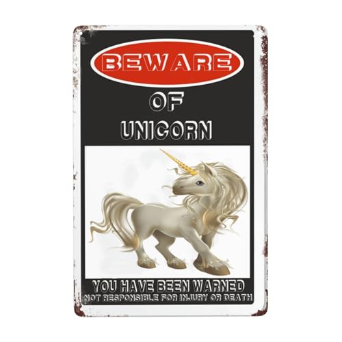 Warnschild mit Aufschrift "Beware Of Unicorn", 30,5 x 20,3 cm, rostfrei, Vorgebohrte Löcher für einfache Montage im Freien, für Zauntür oder Tor Warnschild mit Aufschrift "Beware Of Unicorn", 30,5 x 20,3 cm, rostfrei, Vorgebohrte Löcher für einfache Montage im Freien, für Zauntür oder Tor von YTOMEAT