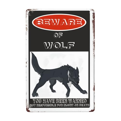 Warnschild mit Aufschrift "Beware Of Wolf", 30,5 x 20,3 cm, rostfreie Warnschilder, vorgebohrte Löcher für einfache Montage im Freien, für Zauntür oder Tor Warnschild mit Aufschrift "Beware Of Wolf", 30,5 x 20,3 cm, rostfreie Warnschilder, vorgebohrte Löcher für einfache Montage im Freien, für Zauntür oder Tor von YTOMEAT