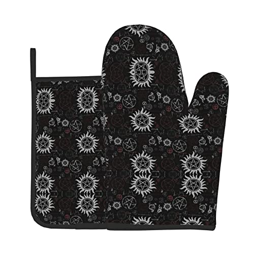 Supernatural Symbols Ofenhandschuhe und Topflappen-Sets, lange, flexible, dicke Handschuhe zum Kochen, Backen, Grillen Supernatural Symbols Ofenhandschuhe und Topflappen-Sets, lange, flexible, dicke Handschuhe zum Kochen, Backen, Grillen von YTORA