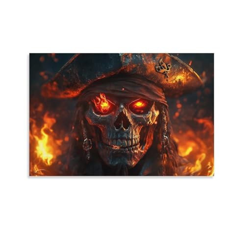 Pirate Skull Wandbilder Dark Fantasy Style Leinwand Bilder Wall Art Wohnzimmer Deko Für Zimmer Wand Dekoration 20×30inch(50×75cm) von YTPONBCSTUG