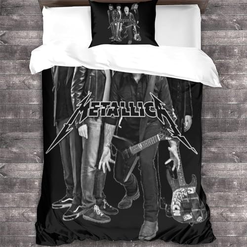 YTPONBCSTUG Metallica Bettwäsche Set - 3D Heavy Metal Bedrucktes Mikrofaser Bettbezug Und Kissenbezug Mit Reißverschluss Schließung Bettwäsche-Set Für Teenager Jugendliche Mädchen Männer von YTPONBCSTUG