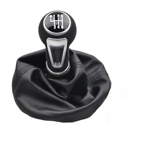 YTREAMC 5/6 Gang 10mm Leder Auto Schaltknauf Mit Manschette Für SEAT IBIZA IV Schaltknauf Gamasche Manschettenabdeckung(6 Speed) von YTREAMC