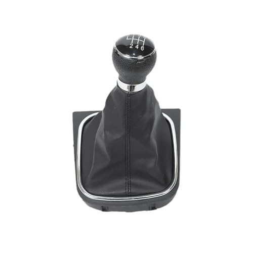 YTREAMC 5/6 Gang Schaltknauf Hebel Boot Gamasche Schwarz Leder Set Für Golf 5/6 MK6 Für Jetta 2005 2006 2007-2014(6 Speed) von YTREAMC