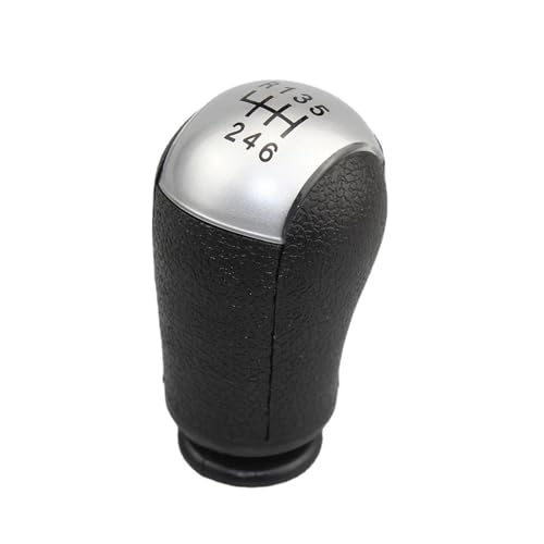 YTREAMC 5/6 Geschwindigkeit Manuelle Schaltknauf Getriebe Stick Kopf Hebel Griff Für Fokus Für C-Max Für Mustang Für Mondeo MK2(Silver,6 Speed) von YTREAMC