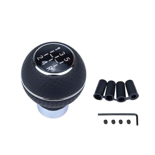 YTREAMC Auto Universal 5 Gang Pu Leder Schaltknauf Manuelle Auto Schalthebel Zubehör(Silver) von YTREAMC
