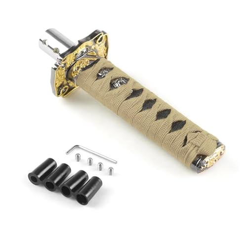 YTREAMC Universal 150 MM/200 MM/260 MM Katana Samurai Schwert Schaltknauf Shifter Mit 4 Adapter Schaltknauf Zubehör(Brown,150MM) von YTREAMC