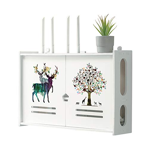 YTREDF WiFi Router Shelf TV Set-Top-Rack Aufbewahrungsbox, Set-Top Box Regal Wandhalterung, Kabelbox mit Löchern zur Belüftung, für Kabelführungs Steckdosenleiste (48 * 11.5 * 31cm) von YTREDF