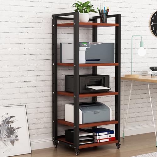TV Rack HiFi Regal Audio Schrank 4/5/6/7-stufiges AV Medienständer Komponenten Stereo Rack,Home Office Theater Küchen Videoturm CD Schrank,für Plattenspieler,Kompaktanlage,Stereoanlagen(Black+teak,5-T von YTSJXN