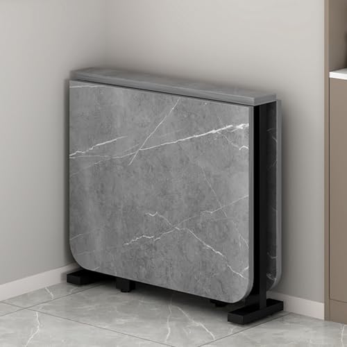 YTSJXN Esstisch Klappbar Platzsparend,Klapptisch Ausziehtisch Esszimmer,Klein Küchentisch Ausziehbar,Mobiler Klappbarer Essen Tisch mit 6 Rädern,für Kleine Räume(Gray,80x80cm/31.4x31.4in) von YTSJXN