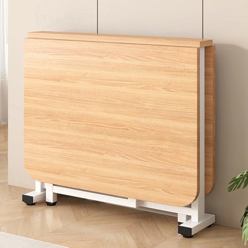 YTSJXN Esstisch Klappbar Platzsparend,Klapptisch Ausziehtisch Esszimmer,Klein Küchentisch Ausziehbar,Mobiler Klappbarer Essen Tisch mit 6 Rädern,für Kleine Räume(Light Walnut,140x80cm/55.1x31.4in) von YTSJXN