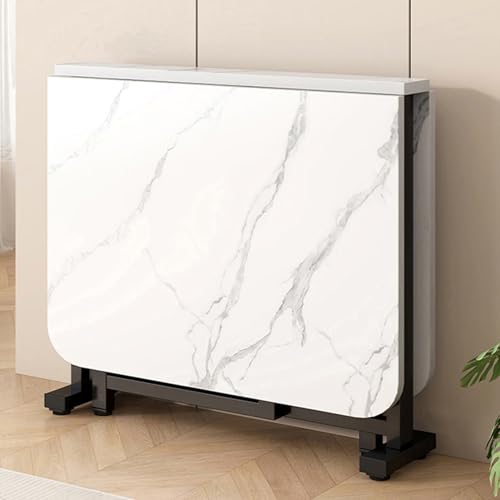YTSJXN Esstisch Klappbar Platzsparend,Klapptisch Ausziehtisch Esszimmer,Klein Küchentisch Ausziehbar,Mobiler Klappbarer Essen Tisch mit 6 Rädern,für Kleine Räume(White Black,140x80cm/55.1x31.4in) von YTSJXN