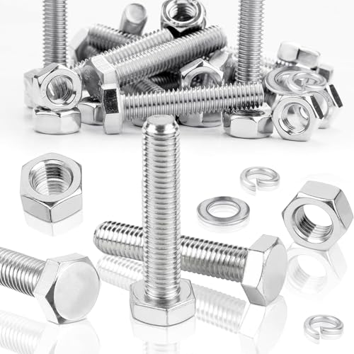 Sechskantschrauben M6, 10 Stück 6 x 50mm Maschinenschrauben mit Unterlegscheiben Muttern Gewindeschrauben Außensechskantschrauben Set für Maschinen 3D-druck Reparatur von YTSMFL