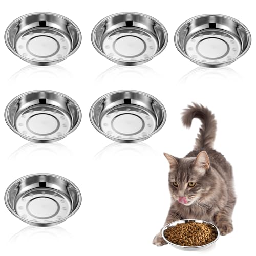 6 Stück Futternapf Katze 16cm Verdickung Katzennäpfe Edelstahl Katzen Futternapf Flach Hund Futternapf Hundenapf Kleine Hunde für Katzen Kleine Hunde von YTSMFL