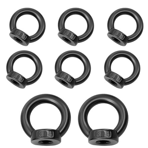 8 Stück Ringmutter M8 Augenmutter 304 Edelstahl Ringmutter M8 Schwarz Gewinde Ösenmutter Ringmuttern Augbolzen für Hängende und Befestigen von YTSMFL