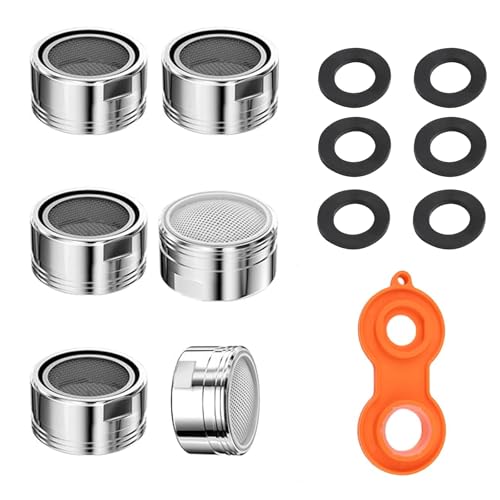 Strahlregler M24, 6 Stück Wasserhahn Sieb Einsatz Wasserhahn Aufsatz mit 6 Dichtung 1 MischdüSenschlüSsel 24mm Diffusor Hahn für Küche und Bad von YTSMFL