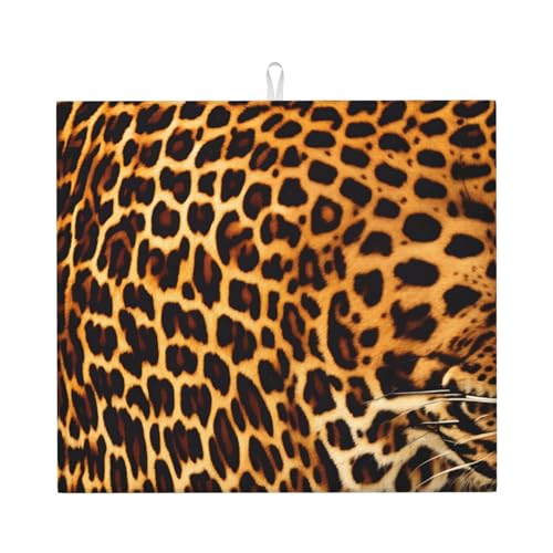 Abtropfmatte für Küche, YTUOPWE Streifen auf Leopardenbild, ultra-saugfähig, wendbar und stilvolle Küchenarbeitsplattenmatte von YTUOPWE