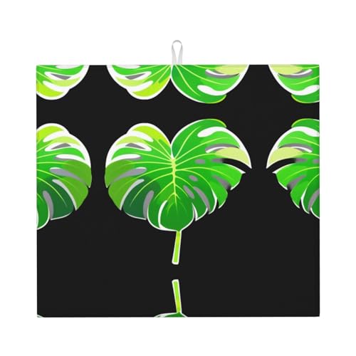 Abtropfmatte für Küche YTUOPWE Abstraktes Monstera-Blattbild, ultra-saugfähig, wendbar und stilvolle Küchenarbeitsplattenmatte von YTUOPWE