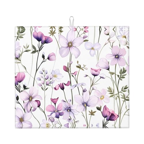 Abtropfmatte für Küche YTUOPWE Rhododendron Illustration Muster Bild ultra saugfähig, wendbar und stilvoll Küche Arbeitsplatte Matte von YTUOPWE