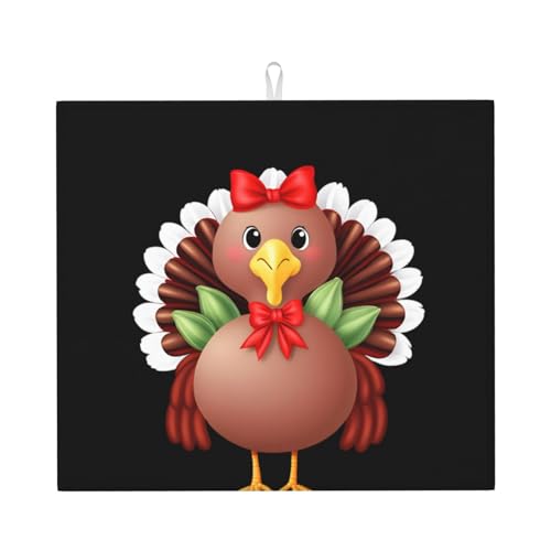 Abtropfmatte für Küche YTUOPWE Thanksgiving Truthahn Bild ultra saugfähig, wendbar und stilvoll Küche Arbeitsplatte Matte von YTUOPWE