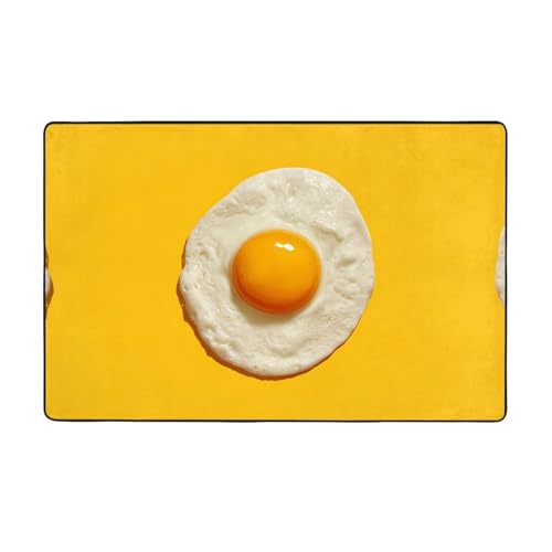 YTUOPWE Flanell-Teppich, Motiv: Goldenes Spiegelei, 152,4 x 99,1 cm, Bodenmatte für Wohnzimmer, Büro, Couchtisch, Bett, Balkon von YTUOPWE