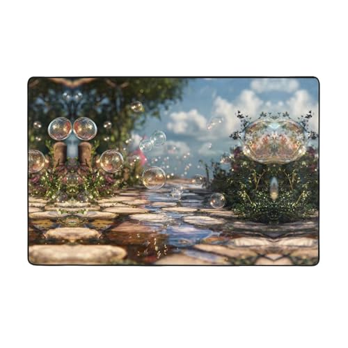 YTUOPWE Flanell-Teppich mit Blasen auf dem Weg, 152,4 x 99,1 cm, Bodenmatte für Wohnzimmer, Büro, Couchtisch, Bett, Balkon von YTUOPWE