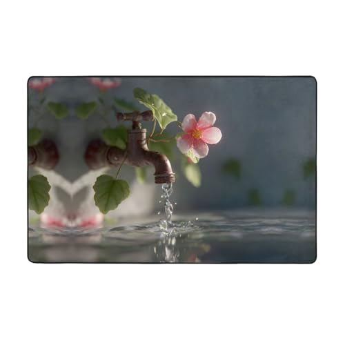 YTUOPWE Flanell-Teppich mit Blumen am Wasserhahn, 152,4 x 99,1 cm, Bodenmatte für Wohnzimmer, Büro, Couchtisch, Bett, Balkon YTUOPWE Flanell-Teppich mit Blumen am Wasserhahn, 152,4 x 99,1 cm, Bodenmatte für Wohnzimmer, Büro, Couchtisch, Bett, Balkon von YTUOPWE