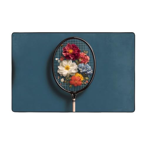YTUOPWE Flanell-Teppich mit Blumen auf Badmintonschläger, 152,4 x 99,1 cm, Bodenmatte für Wohnzimmer, Büro, Couchtisch, Bett, Balkon YTUOPWE Flanell-Teppich mit Blumen auf Badmintonschläger, 152,4 x 99,1 cm, Bodenmatte für Wohnzimmer, Büro, Couchtisch, Bett, Balkon von YTUOPWE