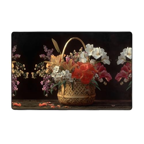 YTUOPWE Flanell-Teppich mit Blumen im Bambuskorb, 152,4 x 99,1 cm, Bodenmatte für Wohnzimmer, Büro, Couchtisch, Bett, Balkon YTUOPWE Flanell-Teppich mit Blumen im Bambuskorb, 152,4 x 99,1 cm, Bodenmatte für Wohnzimmer, Büro, Couchtisch, Bett, Balkon von YTUOPWE