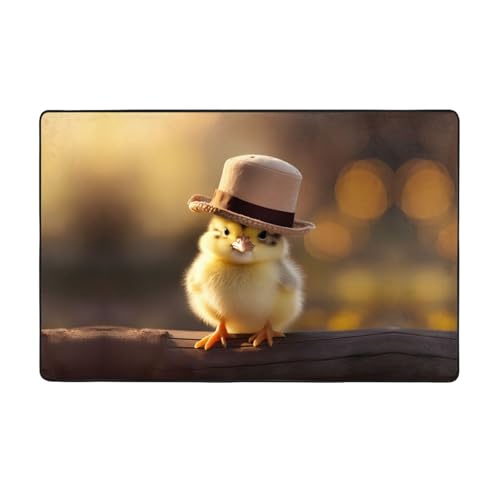YTUOPWE Flanell-Teppich mit Huhn und Hut, 152,4 x 99,1 cm, Bodenmatte für Wohnzimmer, Büro, Couchtisch, Bett, Balkon von YTUOPWE