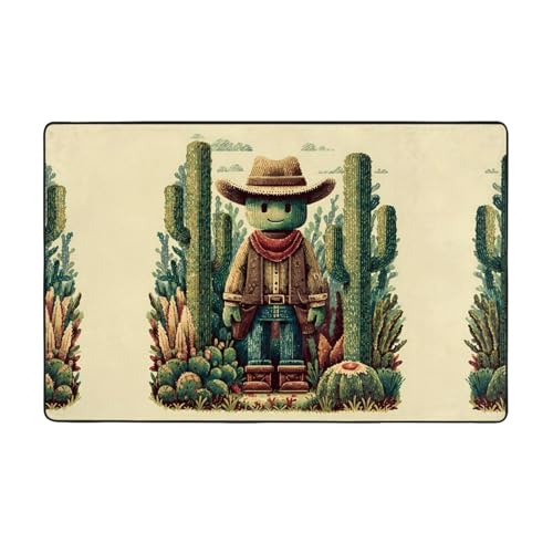 YTUOPWE Flanell-Teppich mit Kaktus-Cowboy-Motiv, 152,4 x 99,1 cm, Bodenmatte für Wohnzimmer, Büro, Couchtisch, Bett, Balkon YTUOPWE Flanell-Teppich mit Kaktus-Cowboy-Motiv, 152,4 x 99,1 cm, Bodenmatte für Wohnzimmer, Büro, Couchtisch, Bett, Balkon von YTUOPWE