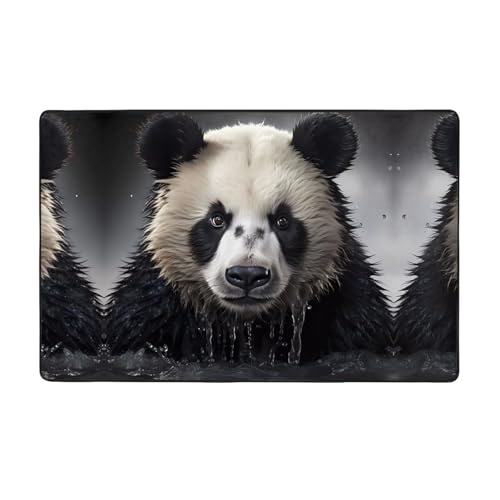 YTUOPWE Flanell-Teppich mit Panda-Motiv im Wasser, 152,4 x 99,1 cm, Bodenmatte für Wohnzimmer, Büro, Couchtisch, Bett, Balkon von YTUOPWE