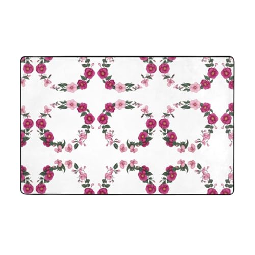 YTUOPWE Flanell-Teppich mit blühendem Rosenkranz, 152,4 x 99,1 cm, Bodenmatte für Wohnzimmer, Büro, Couchtisch, Bett, Balkon von YTUOPWE