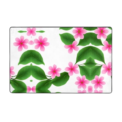 YTUOPWE Flanell-Teppich mit grünen Blättern und kleinen rosa Blumen, 152,4 x 99,1 cm, Bodenmatte für Wohnzimmer, Büro, Couchtisch, Bett, Balkon YTUOPWE Flanell-Teppich mit grünen Blättern und kleinen rosa Blumen, 152,4 x 99,1 cm, Bodenmatte für Wohnzimmer, Büro, Couchtisch, Bett, Balkon von YTUOPWE