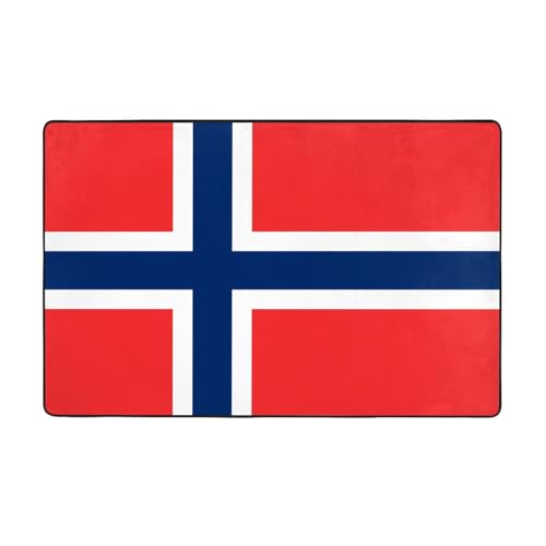 YTUOPWE Flanell-Teppich mit norwegischer Flagge, 152,4 x 99,1 cm, Bodenmatte für Wohnzimmer, Büro, Couchtisch, Bett, Balkon von YTUOPWE