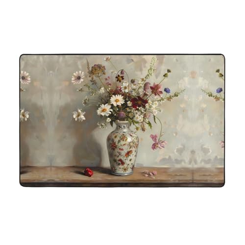 YTUOPWE Flanellstoff-Teppich mit Blumen in Keramikflaschen, 152,4 x 99,1 cm, Bodenmatte für Wohnzimmer, Büro, Couchtisch, Bett, Balkon YTUOPWE Flanellstoff-Teppich mit Blumen in Keramikflaschen, 152,4 x 99,1 cm, Bodenmatte für Wohnzimmer, Büro, Couchtisch, Bett, Balkon von YTUOPWE