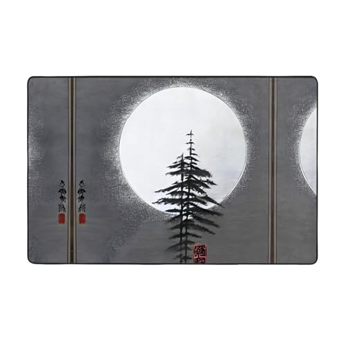 YTUOPWE Flanellstoff-Teppich mit Mondkiefermotiv, 152,4 x 99,1 cm, Bodenmatte für Wohnzimmer, Büro, Couchtisch, Bett, Balkon von YTUOPWE