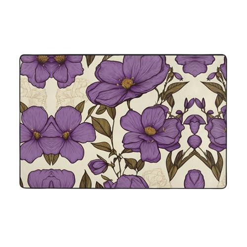 YTUOPWE Flanellstoff-Teppich mit verträumten lila Blumen, 152,4 x 99,1 cm, Bodenmatte für Wohnzimmer, Büro, Couchtisch, Bett, Balkon YTUOPWE Flanellstoff-Teppich mit verträumten lila Blumen, 152,4 x 99,1 cm, Bodenmatte für Wohnzimmer, Büro, Couchtisch, Bett, Balkon von YTUOPWE