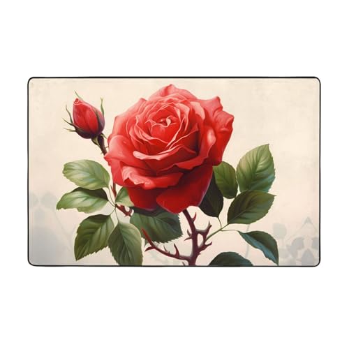 YTUOPWE Nice Roses Flanellstoff-Teppich, 152,4 x 99,1 cm, Bodenmatte für Wohnzimmer, Büro, Couchtisch, Bett, Balkon YTUOPWE Nice Roses Flanellstoff-Teppich, 152,4 x 99,1 cm, Bodenmatte für Wohnzimmer, Büro, Couchtisch, Bett, Balkon von YTUOPWE