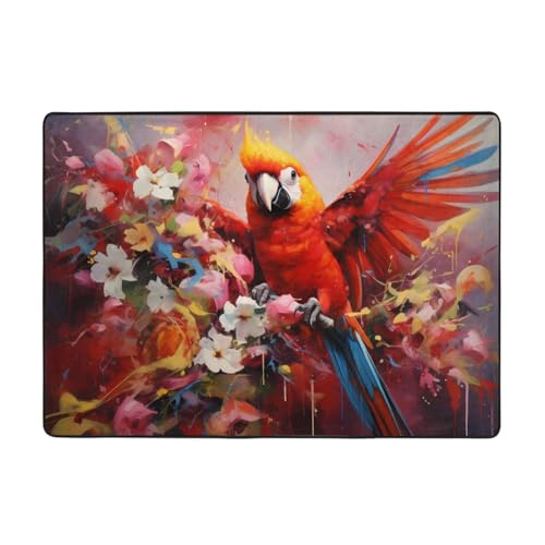 YTUOPWE Papageien-Kunstgemälde-Teppich, 203,2 x 147,3 cm, für Wohnzimmer, Büro, Couchtisch, Bett, Balkon, weich, flauschig, wasserabsorbierend, langlebig YTUOPWE Papageien-Kunstgemälde-Teppich, 203,2 x 147,3 cm, für Wohnzimmer, Büro, Couchtisch, Bett, Balkon, weich, flauschig, wasserabsorbierend, langlebig von YTUOPWE