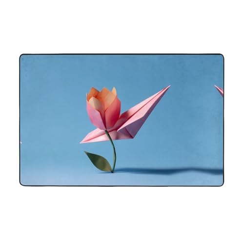 YTUOPWE Papierflugzeuge in Blumen, Flanellstoff, Teppich, 152,4 x 99,1 cm, Bodenmatte für Wohnzimmer, Büro, Couchtisch, Bett, Balkon YTUOPWE Papierflugzeuge in Blumen, Flanellstoff, Teppich, 152,4 x 99,1 cm, Bodenmatte für Wohnzimmer, Büro, Couchtisch, Bett, Balkon von YTUOPWE