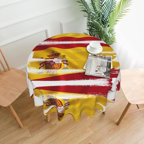 YTUOPWE Runde dekorative Tischdecke mit Spanien-Flaggenmuster, 152,4 cm, für Innen- und Außenbereich, Partys, Hochzeiten von YTUOPWE