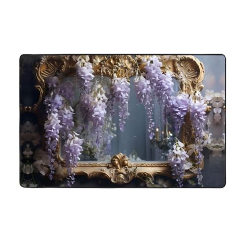 YTUOPWE Viburnum Bilderrahmen, Flanellstoff, Teppich, 152,4 x 99,1 cm, Bodenmatte für Wohnzimmer, Büro, Couchtisch, Bett, Balkon von YTUOPWE