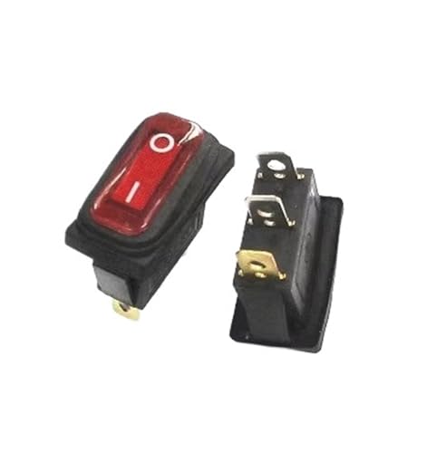 1 PCS KCD3 Bootstyp 3-polig Ein/Aus 15A 250V/20A 125V AC Lichtschalter Hochstrom-Wippschalter mit LED-Druckknopfschalter(1 PCS red) von YTWNICAC