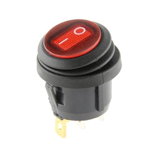 1 Packung Druckknopf mit 220 V Licht Wippschalter Öffnung 25 mm Bootsform Rund 3-polig Silber Punktschalter(3P red) von YTWNICAC