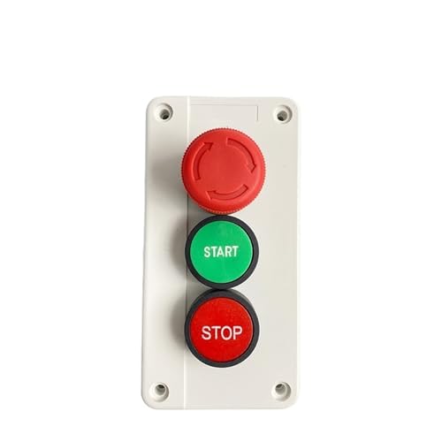 1 Pcs 600V 10A OFF-ON-OFF Start Stop NC Notfall Stop NO Rot Grün Control Circuit Flache Push Button Switch(Start Stop) von YTWNICAC