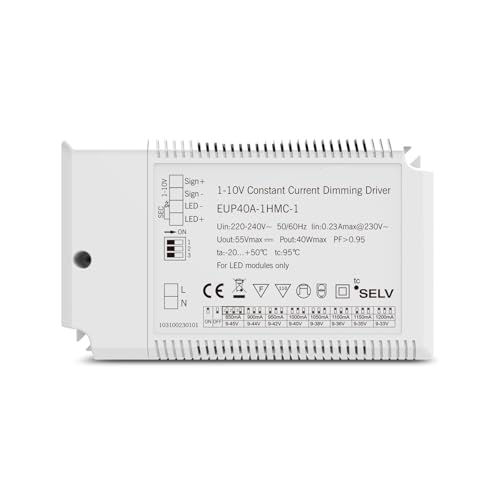 YTWNICAC Netzteil 01-10V Dimmen LED-Treiber Konstantstrom Röhre Strahler Transformator Controller(EUP40A-1HMC-M 40W) von YTWNICAC