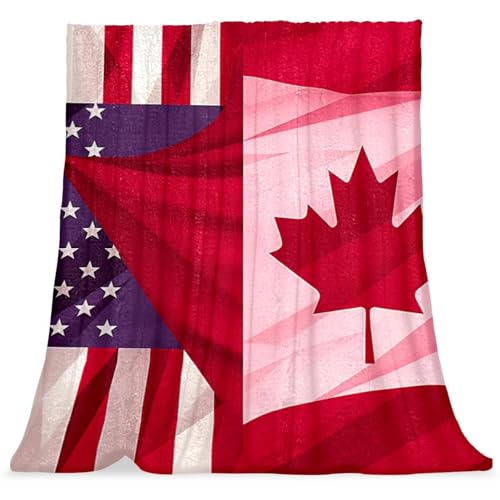Weiche Überwurfdecke, Couchdecke, kanadische Flagge, amerikanische Flagge, 149,9 x 99,8 cm von YTYVAGT